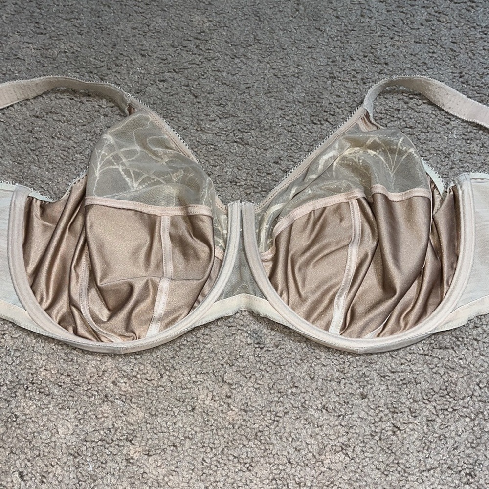 Elomi Cate Side Support Underwire Mesh Embroidered Satin Basic Hazel Bra 38L - Picture 7 of 8